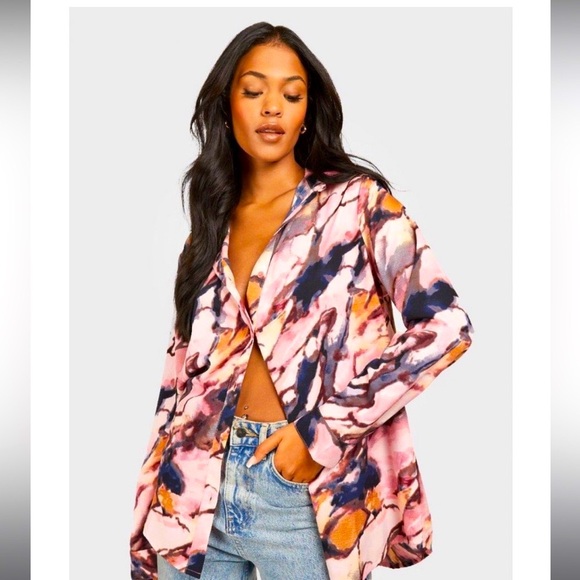 Tall Marble Abstract Print Shirt - Picture 7 of 9